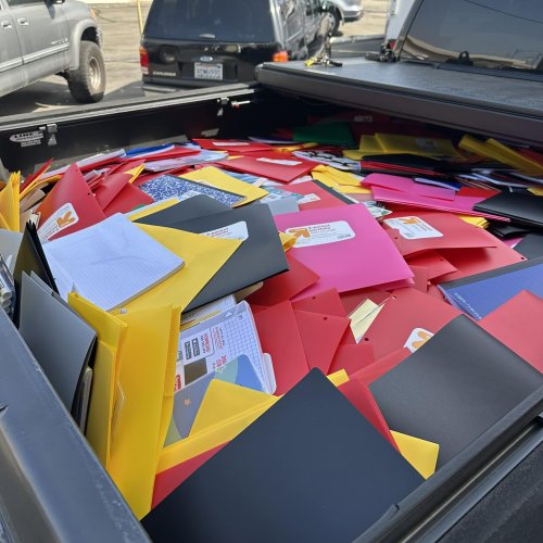 9-24-24 - by Christine Evans - Wow, our Unit 180 just got gifted 2 truck loads of school supplies from West Covina Target, and Covina Lowe's donated all the boxes so we could box everything up. Fort Irwin is happy to except this wonderful donation. Thank you Target, Lowe’s, and Edna Rosales.