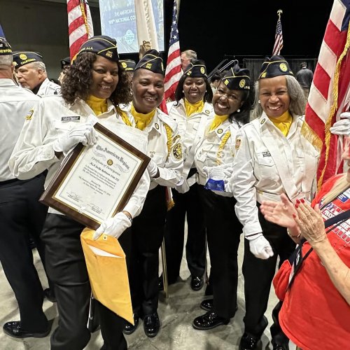 8-23-24 - 105th National Convention, New Orleans, LA - History has been made!! 2nd Place in category 2!! First All Black Female Honor Guard, American Legion Auxiliary Jackie Robinson Unit 252!! CONGRATULATIONS!!!! Photo Credit: Henry Sanchez.