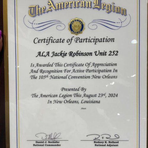 8-23-24 - 105th National Convention, New Orleans, LA - History has been made!! 2nd Place in category 2!! First All Black Female Honor Guard, American Legion Auxiliary Jackie Robinson Unit 252!! CONGRATULATIONS!!!! Photo Credit: Henry Sanchez.