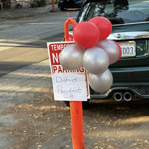 10-8-24 - District 28 President Linda Guzman visiting Unit 512 in Carmel. Unit 512 was so welcoming they even had a special parking spot reserved for Madame President.