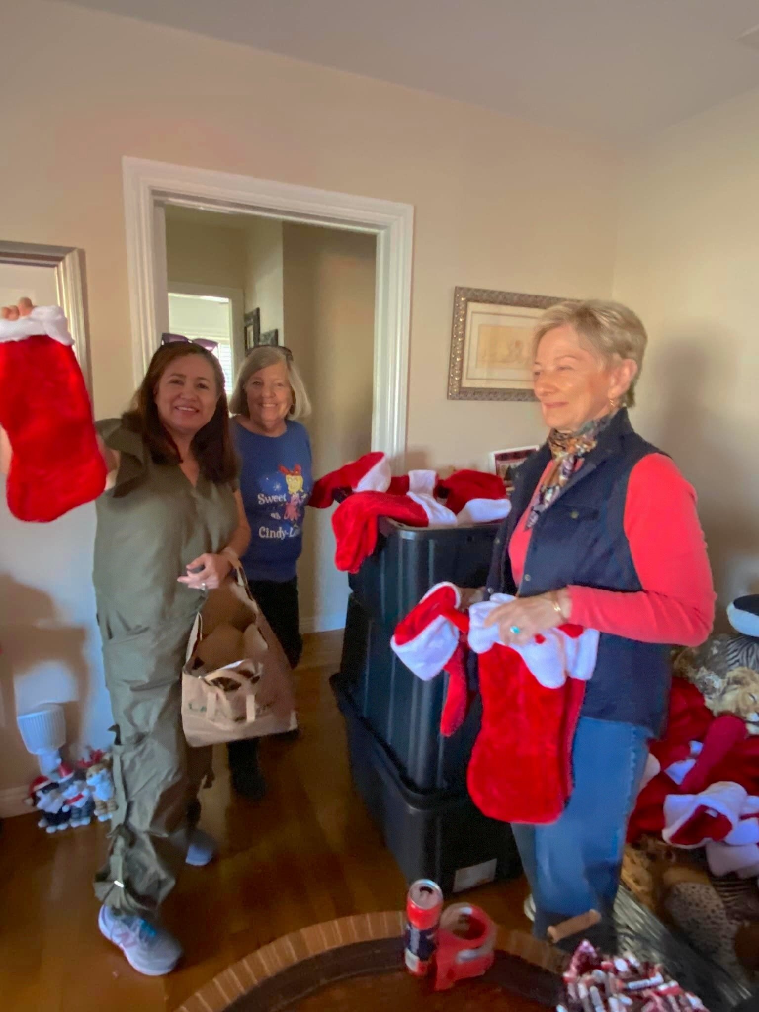 12-1-24 - Post by Debbie Butler - We packed 192 gift Santa stocking bags for the patients at LBVA today. Awesome group of ladies. Excellent job on the project ladies!! Thank you.